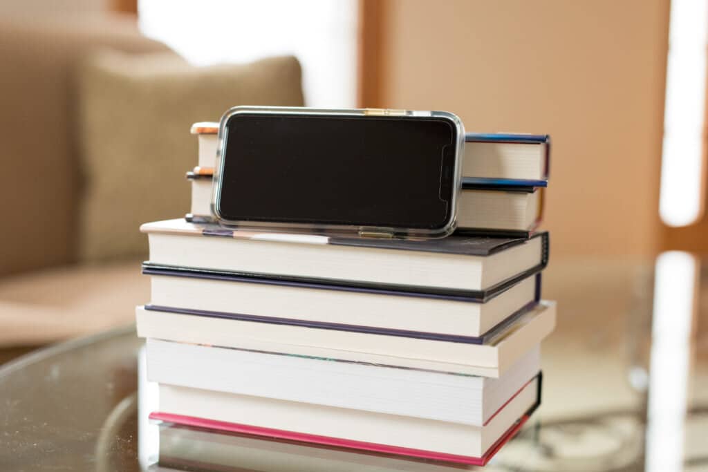 Phones on books