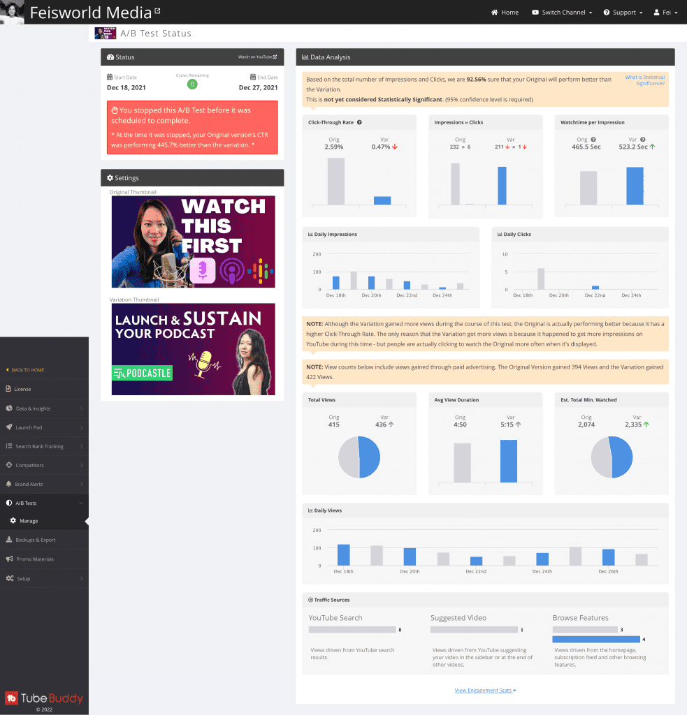 TubeBuddy AB Tests for YouTube: Improve your CTR