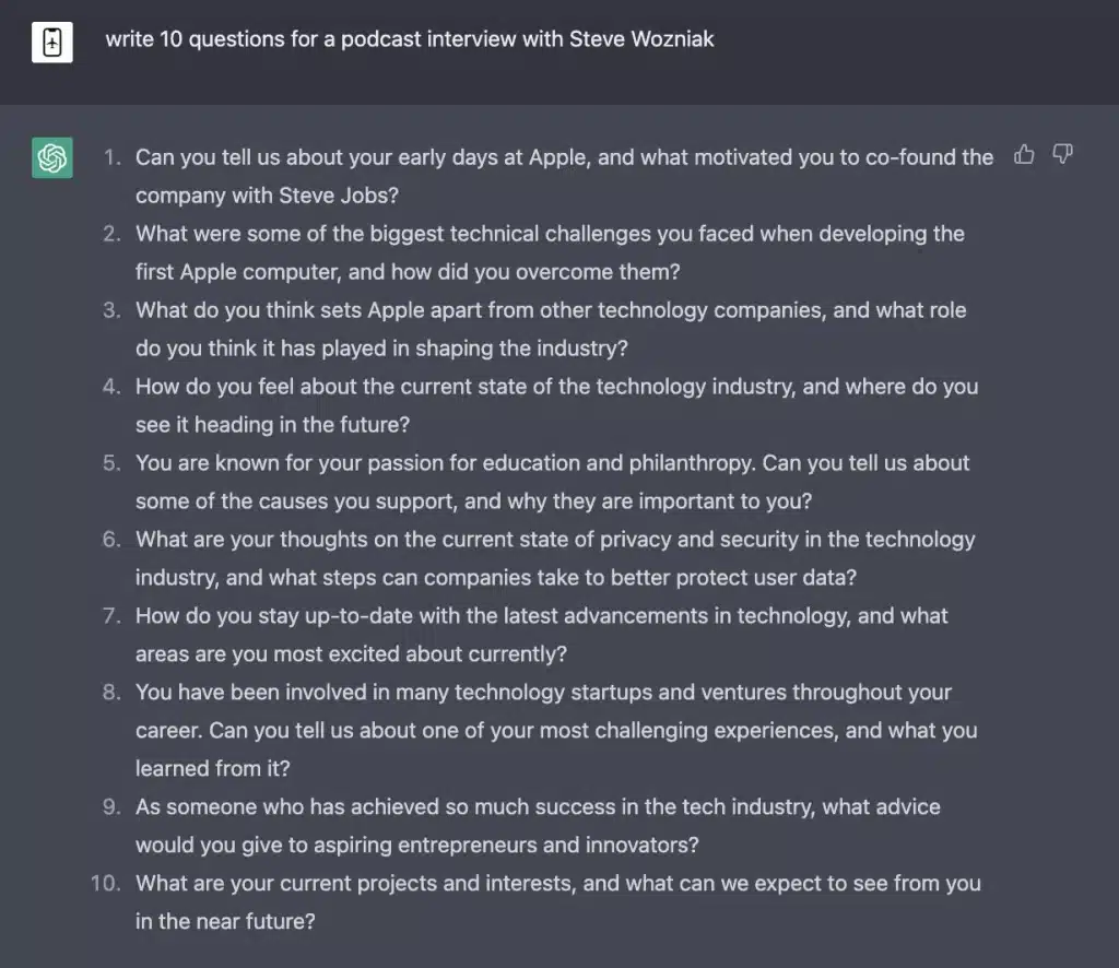 ChatGPT for Podcasters: Get questions suggestions (2023)