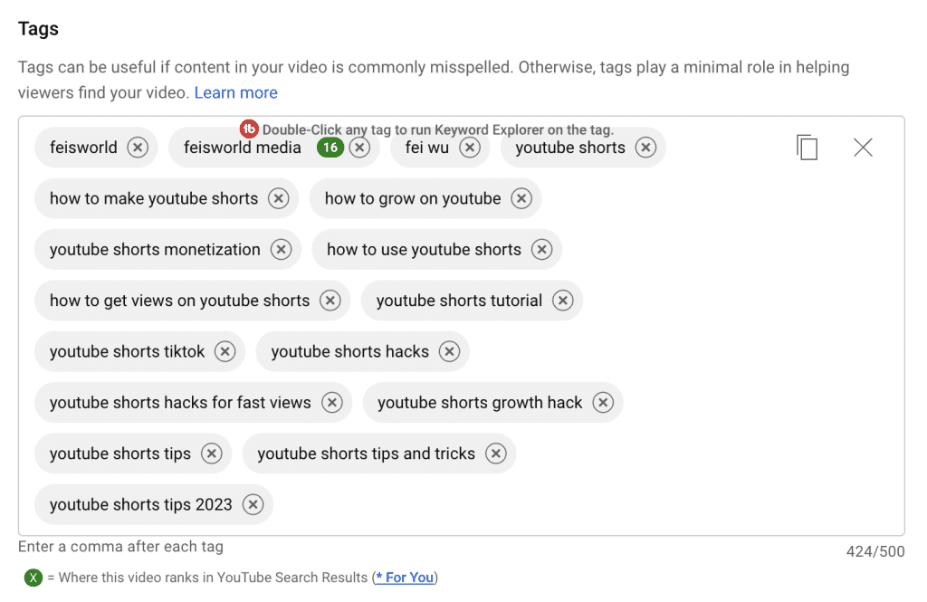 Upload a video to YouTube in 2023: Add tags
