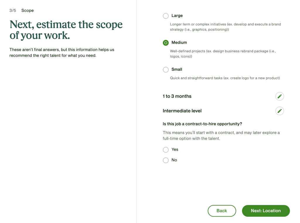 Upwork job scope
