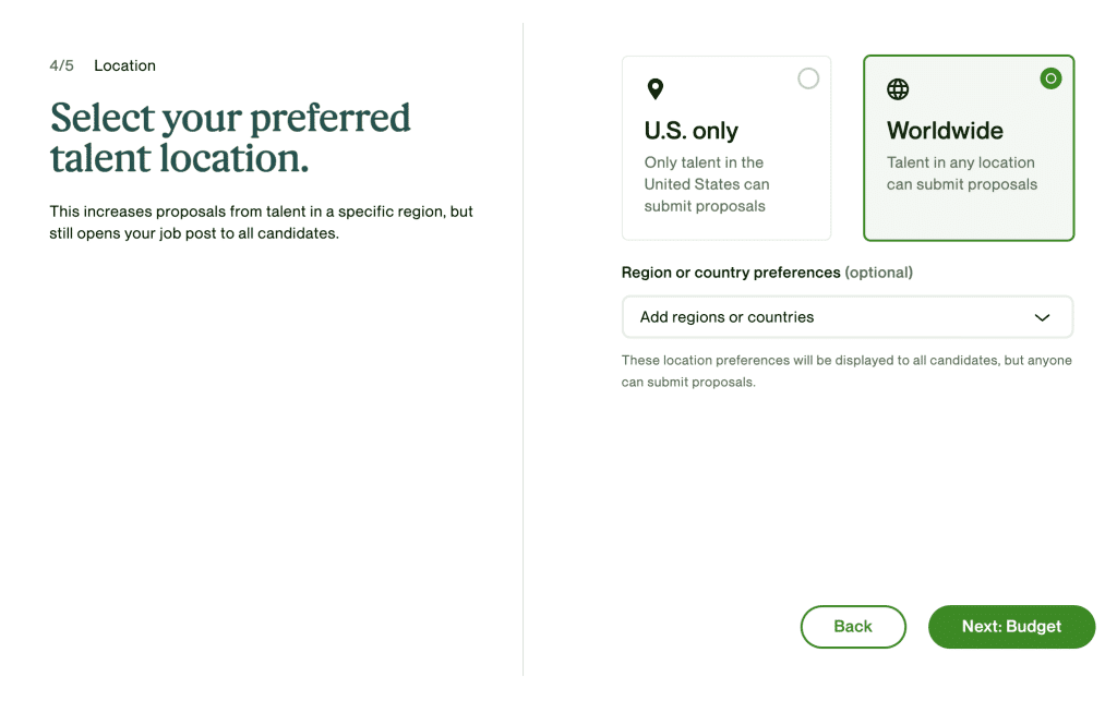 Upwork Job Location