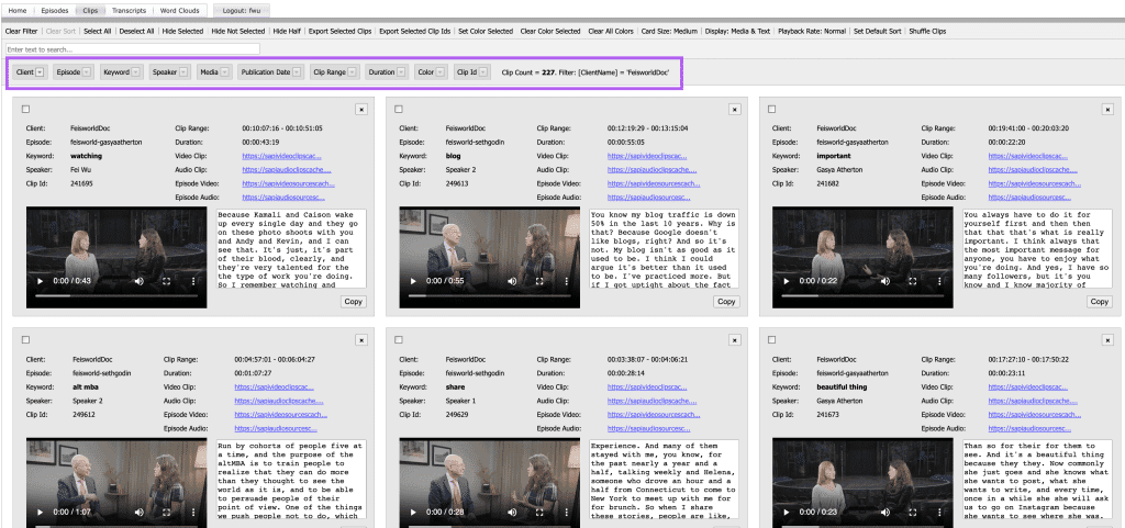 PodIntelligence free-text search