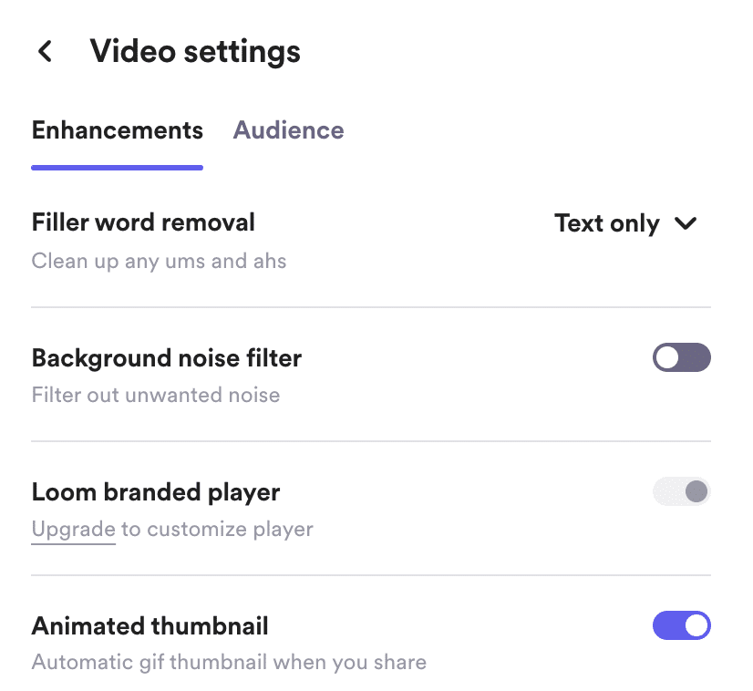 Loom settings
