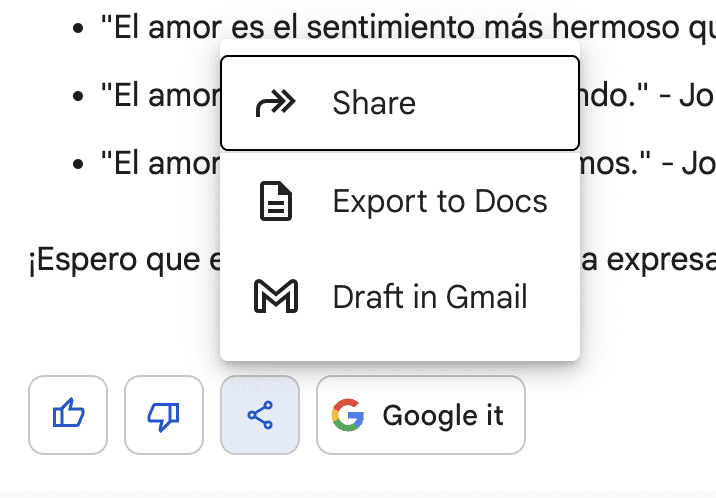 Google Bard New Features July 2023: Share options