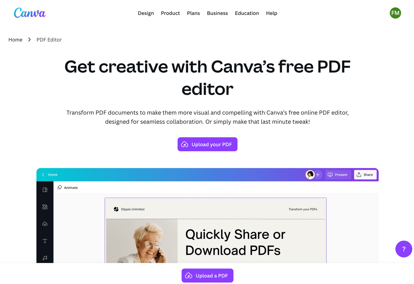 Canva PDF Editor Home Page (2026)